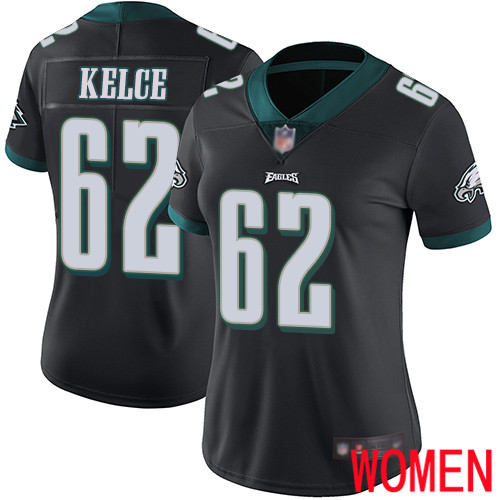 Women Philadelphia Eagles #62 Jason Kelce Black Alternate Vapor Untouchable NFL Jersey Limited Player Football->women nfl jersey->Women Jersey